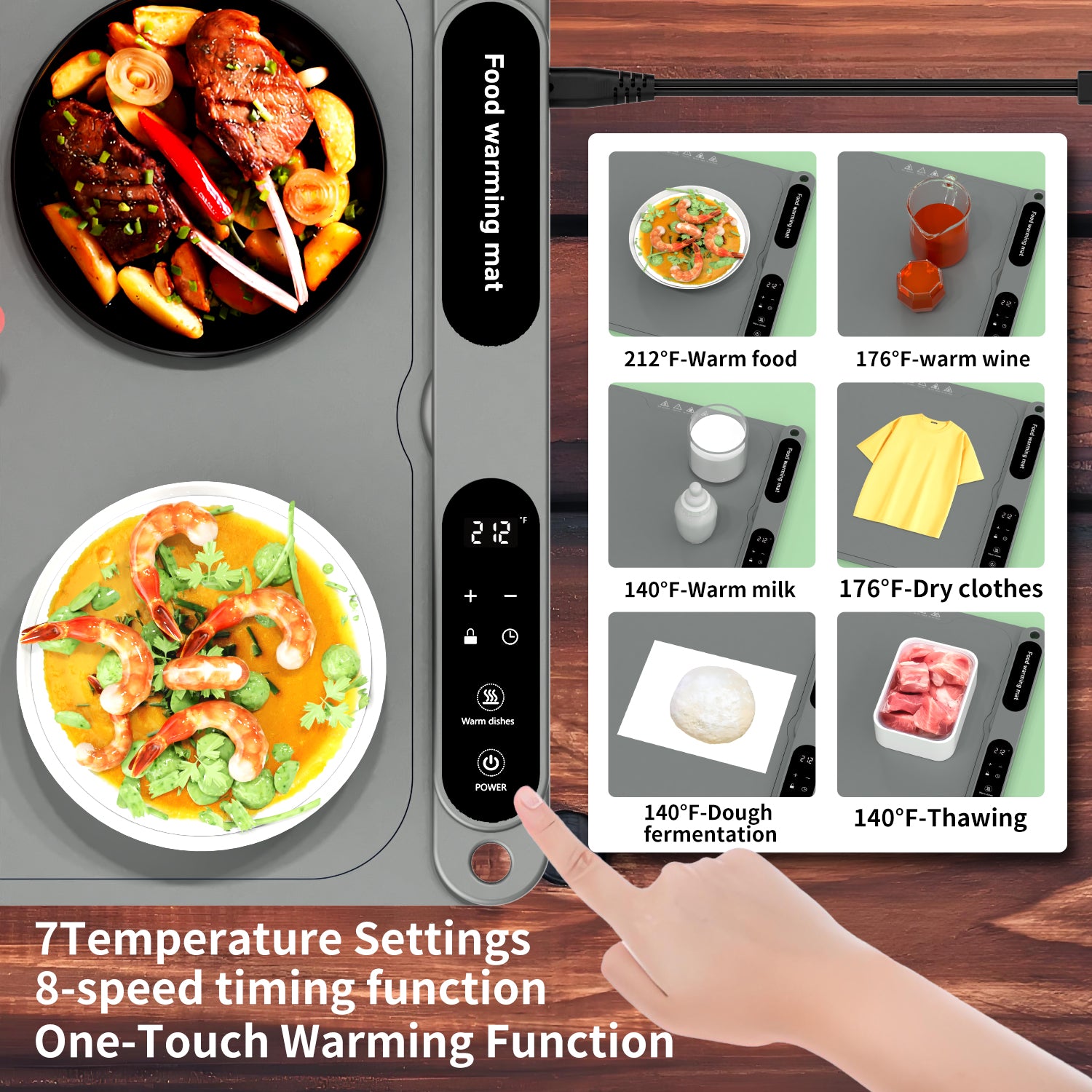 Tapis chauffant repas électrique pliable